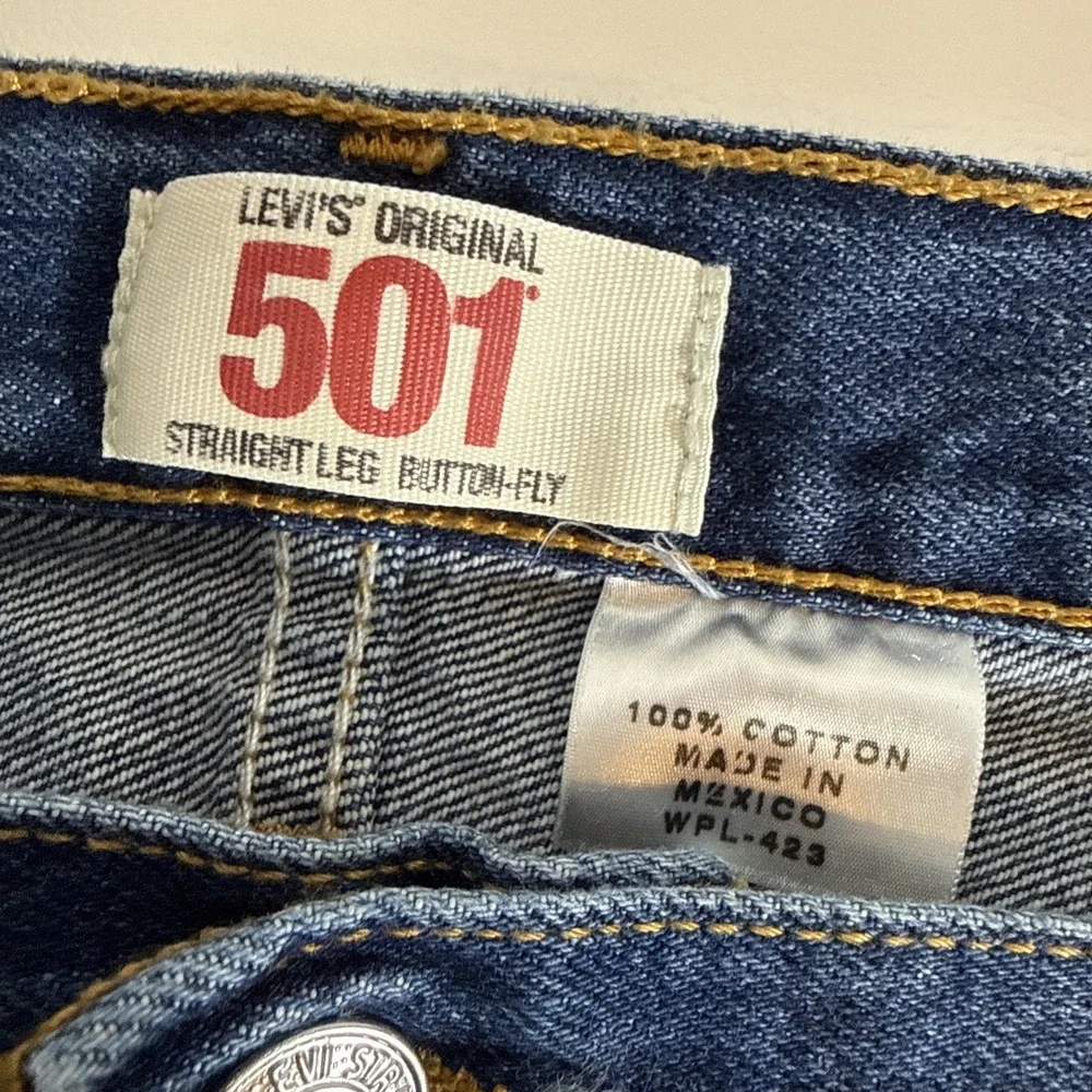 Levi's Men's Blue 501 Straight Fit Denim Jeans Button Fly 5-Pocket 46x32